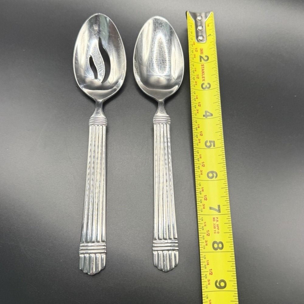 Wallace Silversmiths Stainless Flatware Chardonnay Serving Spoon Set 18/10 - Picture 7 of 7